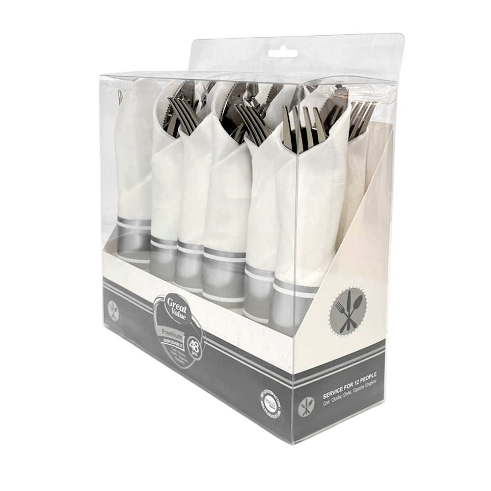 Cubierto Plástico 48 Piezas Home Elegance - Silver