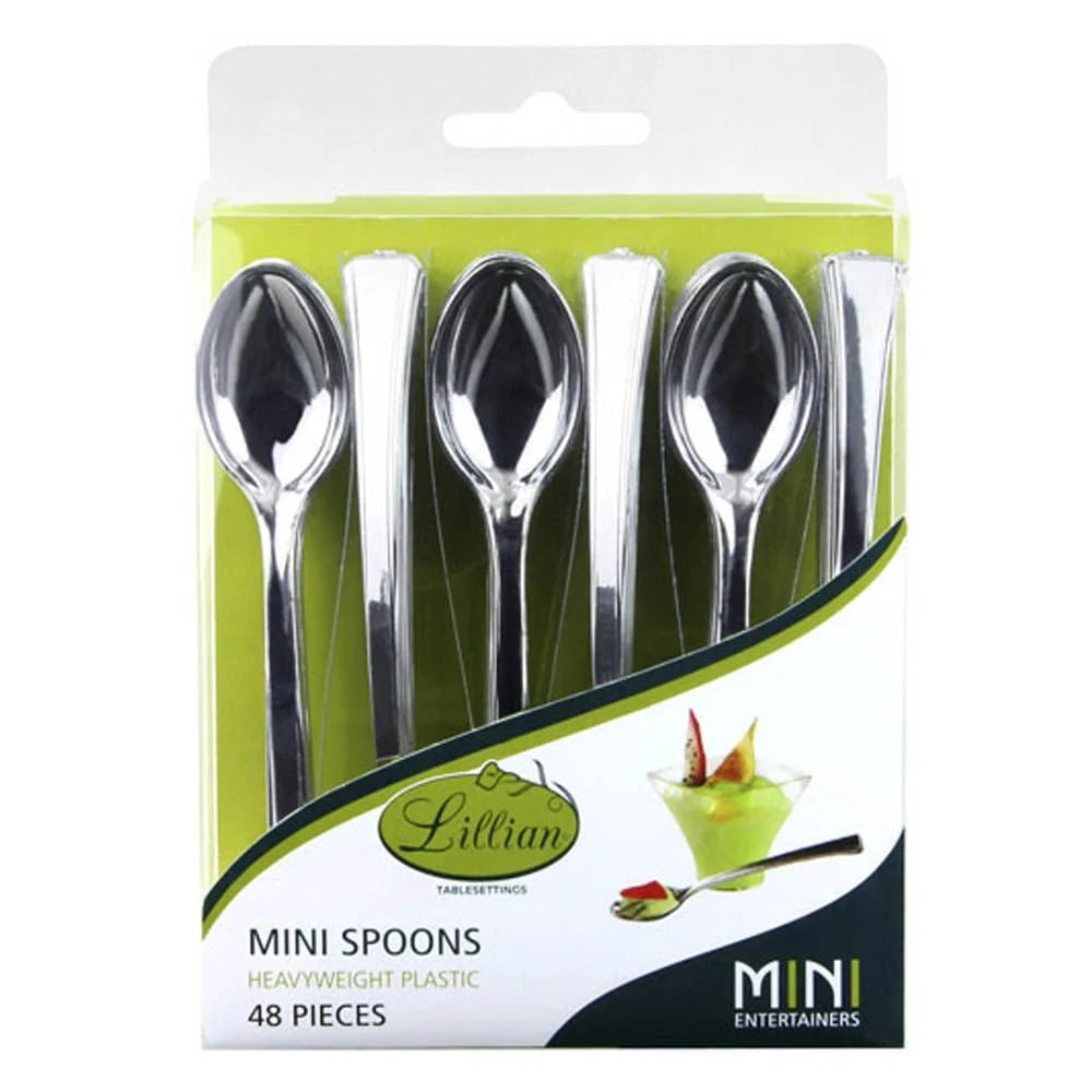 Cucharas desechables Silver pequeñas 48 piezas Lillian