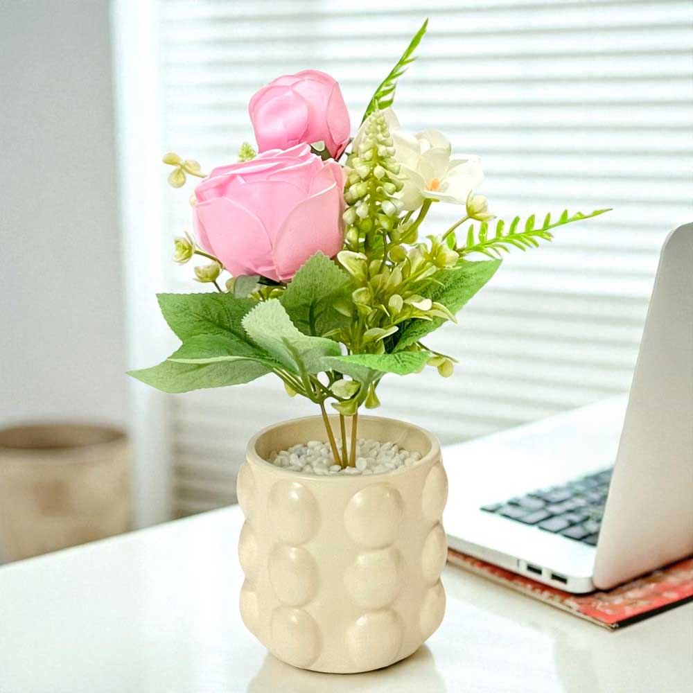 Pote Decorativo Con Rosa Home Elegance 3.4" / Surtido