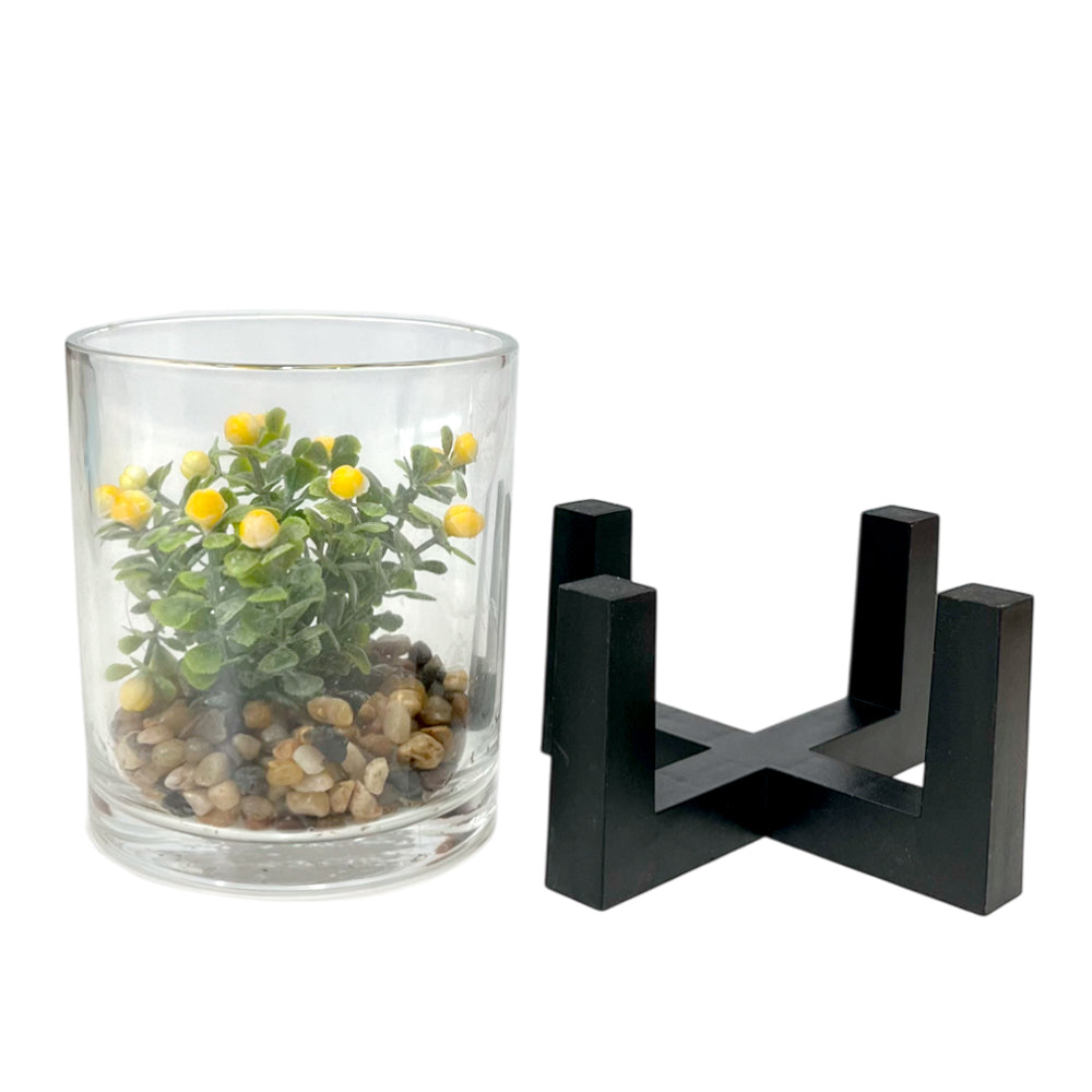 Pote Decorativo de Vidrio Home Elegance 4" / Con Plantita / Surtido