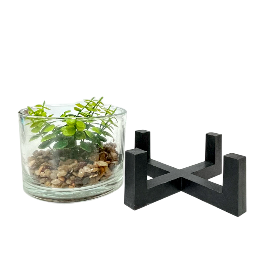 Pote Decorativo de Vidrio Home Elegance 3.1"x4.3" / Con Plantita / Surtido