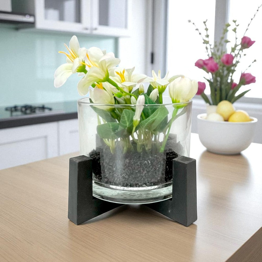Pote Decorativo de Vidrio Home Elegance 3"x4" / Con Plantita / Surtido