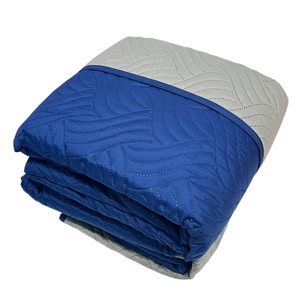 Protector de Sofá Reversible Home Elegance Wave 3 Piezas / Azul Marino-Gris