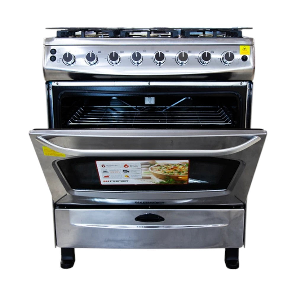 Estufa a Gas Premier / de 30" / 6 Quemadores / Acero Inoxidable