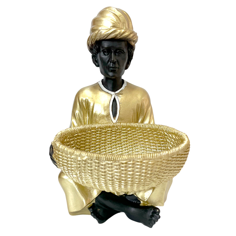 Figura Decorativa Hombre con Canasta Montefiori– 20 cm / Resina