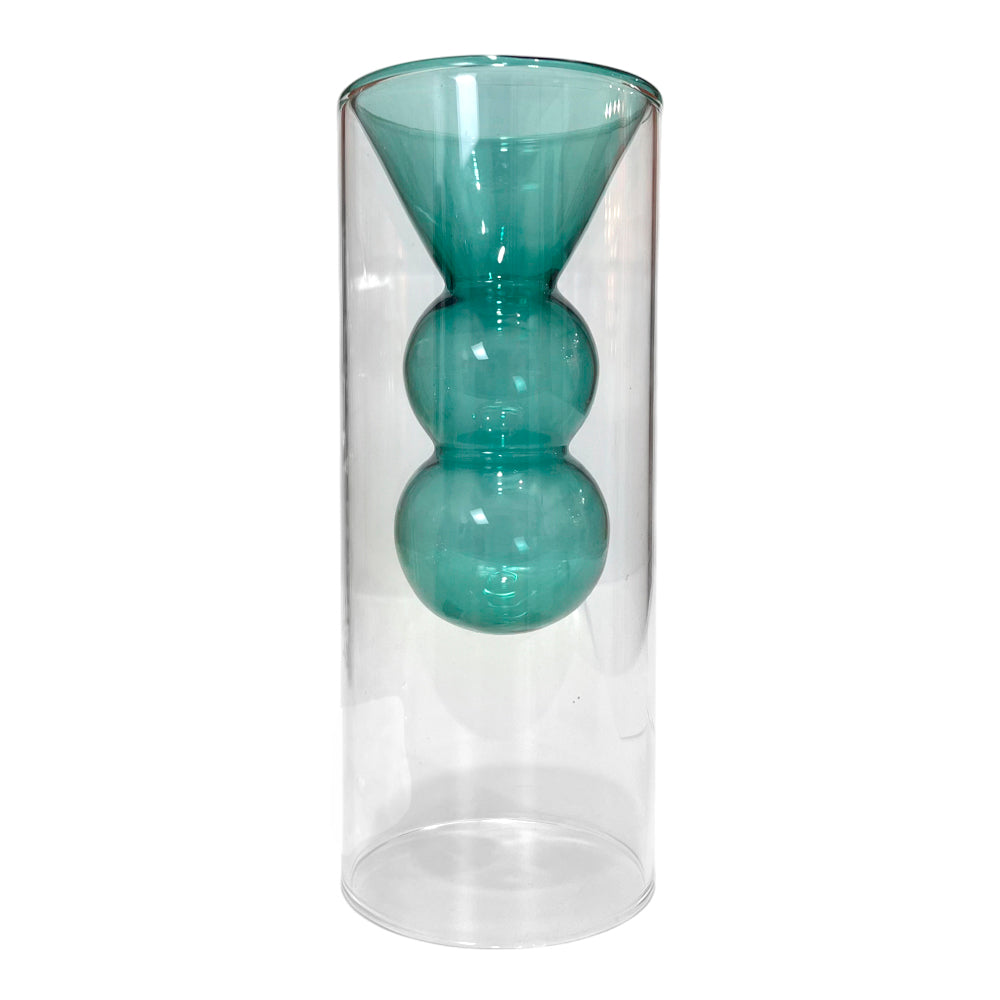 Florero Decorativo Home Elegance de Vidrio / Clear con Centro Azul / 8" x 3"