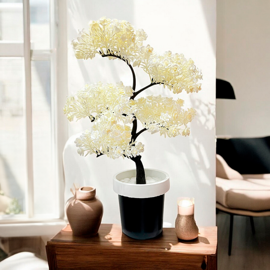 Pote Decorativo 22" Gelincik Dekor Con Diseño de Flores - Blanca