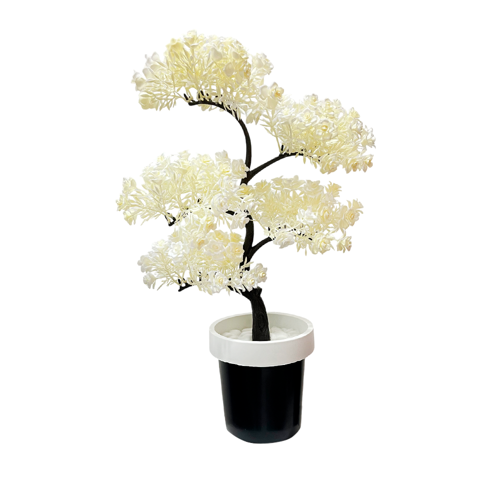 Pote Decorativo 22" Gelincik Dekor Con Diseño de Flores - Blanca