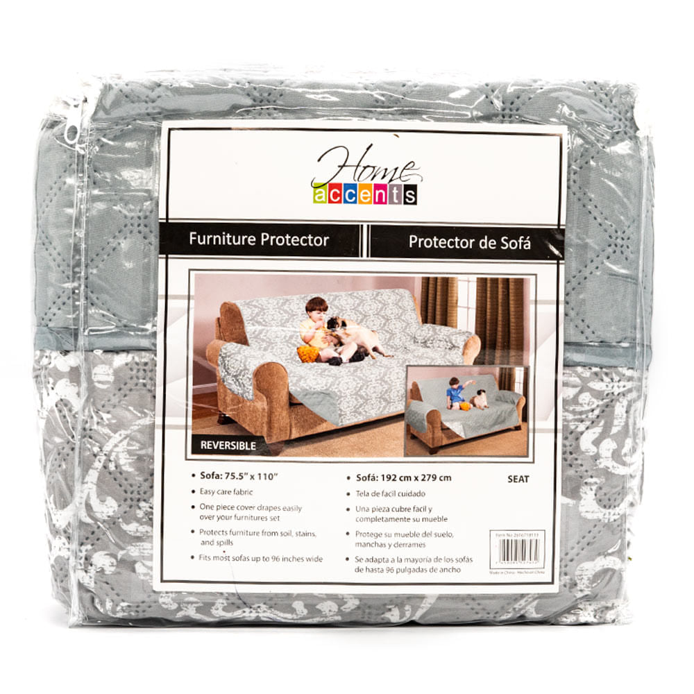 Protector Para Sofá Reversible Estampado Gris Claro 3 Puestos