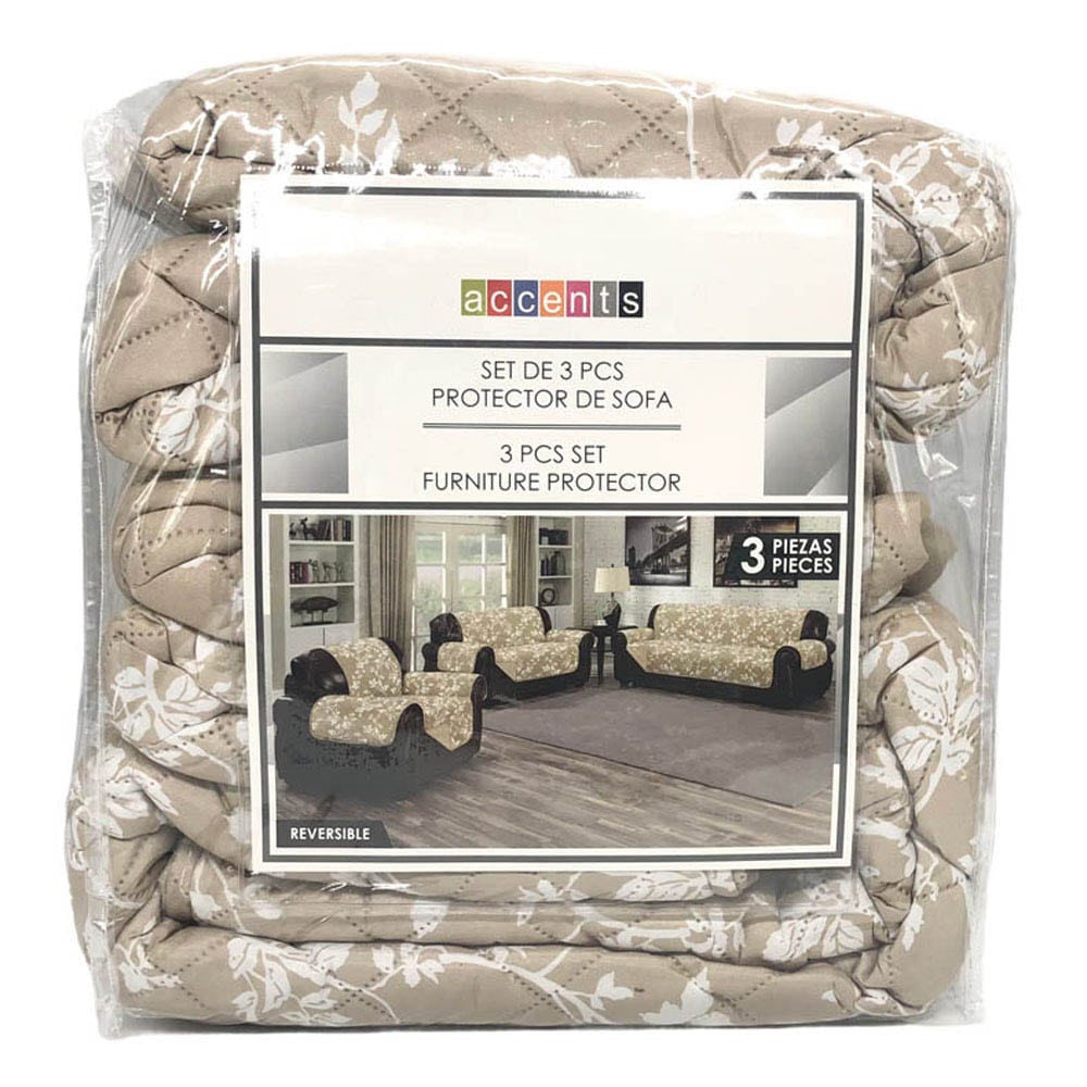 Protector de Sofá Home Accents 3 Piezas Reversible - Beige