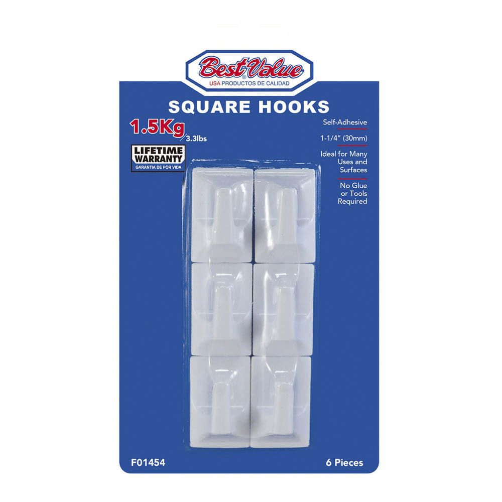 Ganchos Autoadhesivos Best Value Plástico 1-1/4" de 6 Piezas