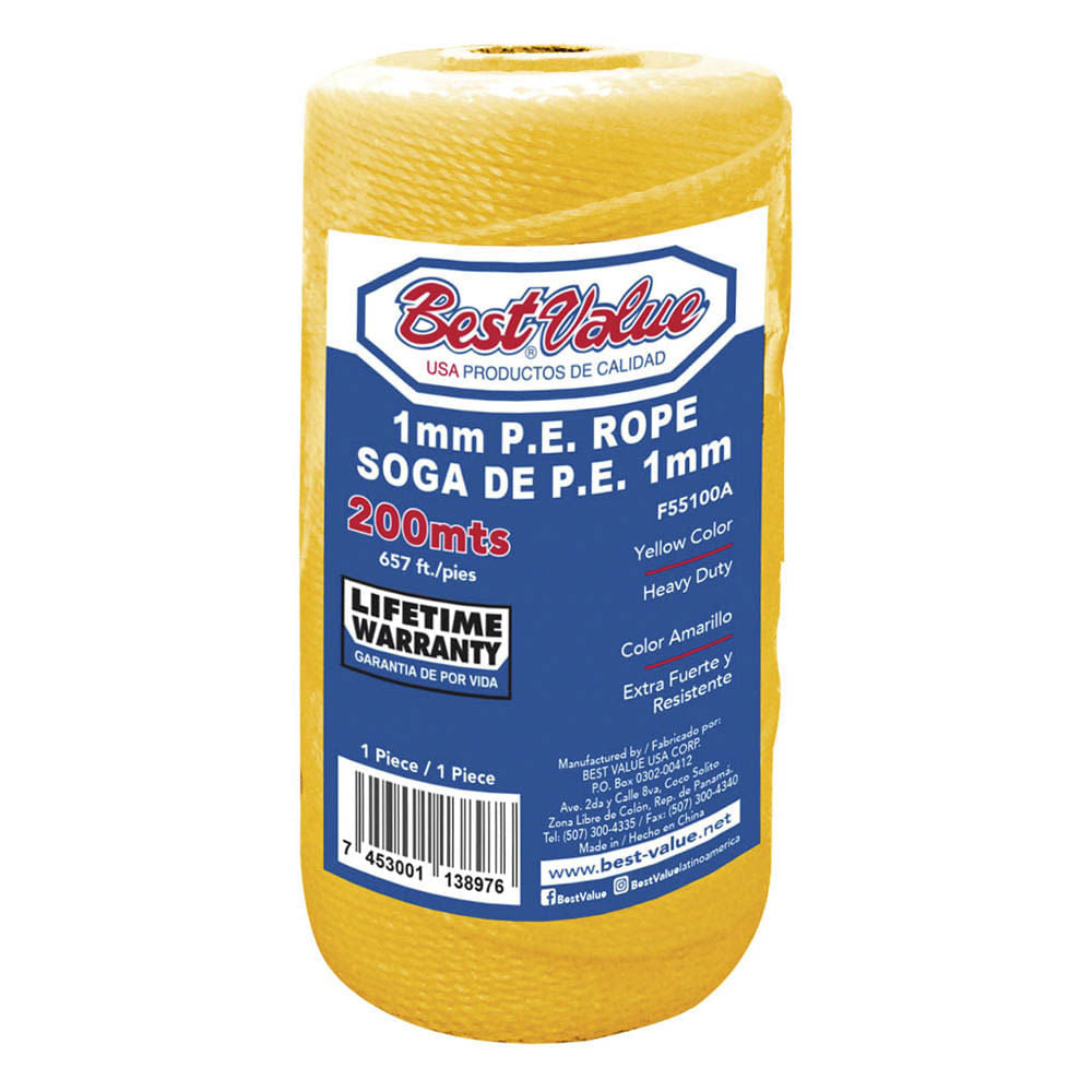 Soga de Polietileno Best Value Amarillo 1mm x 200 m