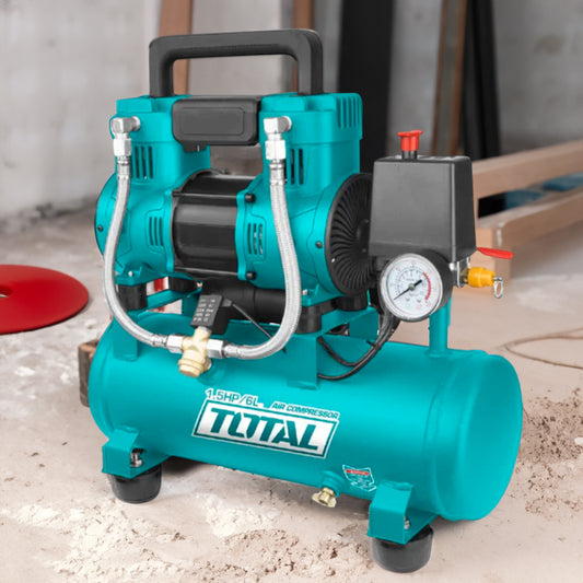 Compresor De Aire Total 6L 1.5Hp (Sin Aceite) / Motor Con Bobina De Aluminio.