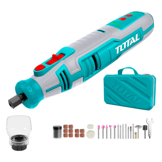 Moto Tool Inalambrico Total 8V 5000-25000Rpm Incluye 67 Accesorios