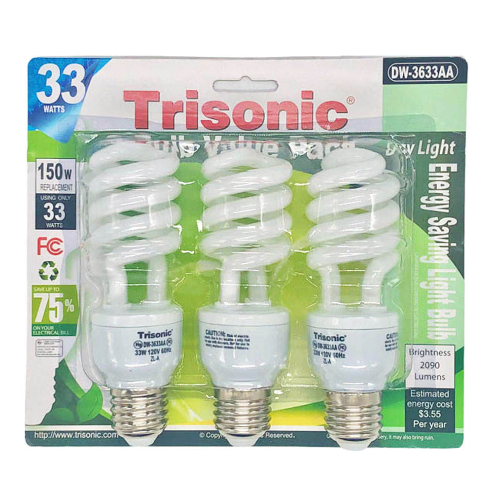 Bombillos Ahorradores Trisonic Blanco 3 piezas