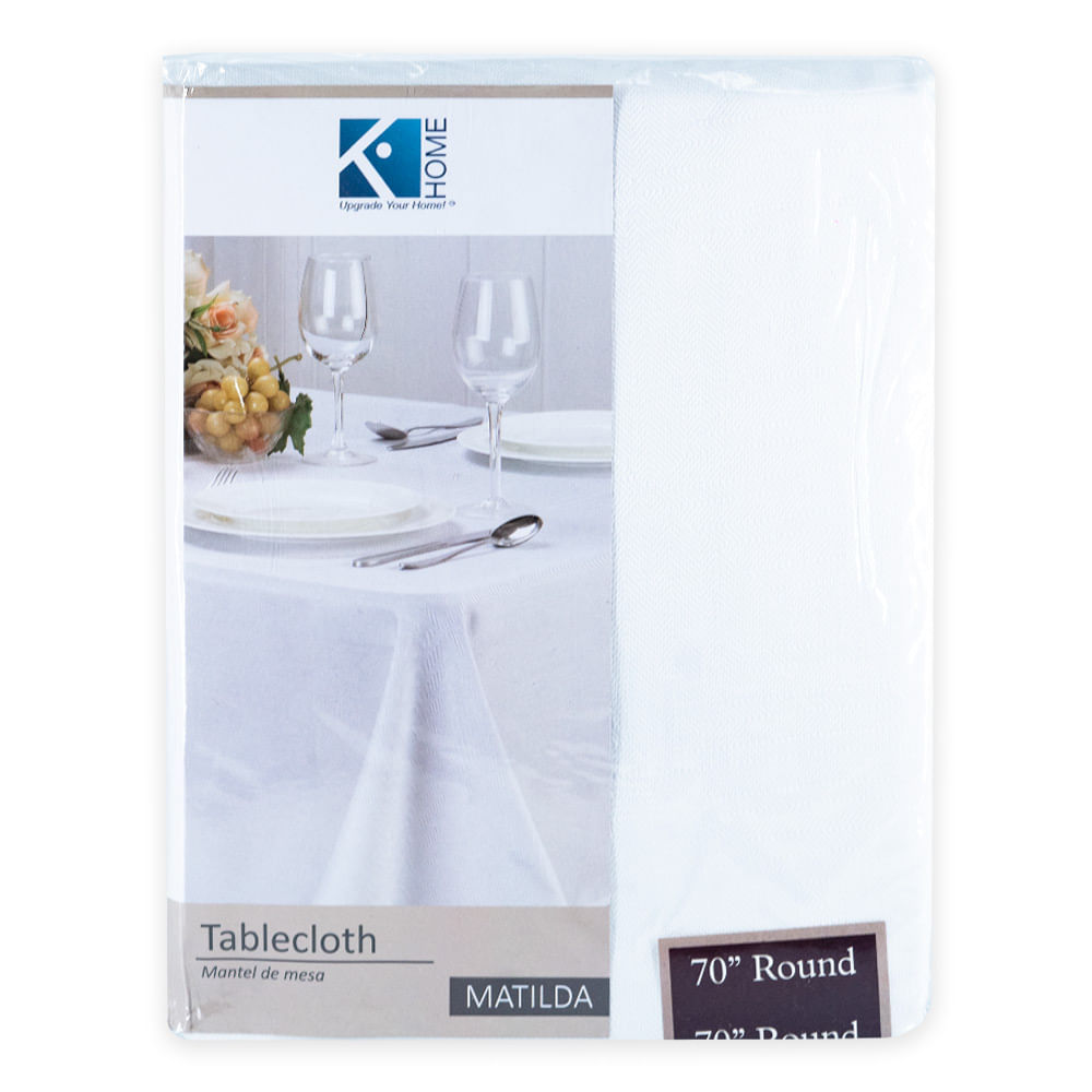 Mantel de Tela Matilda Kashi Home Redondo de 70" - Blanco