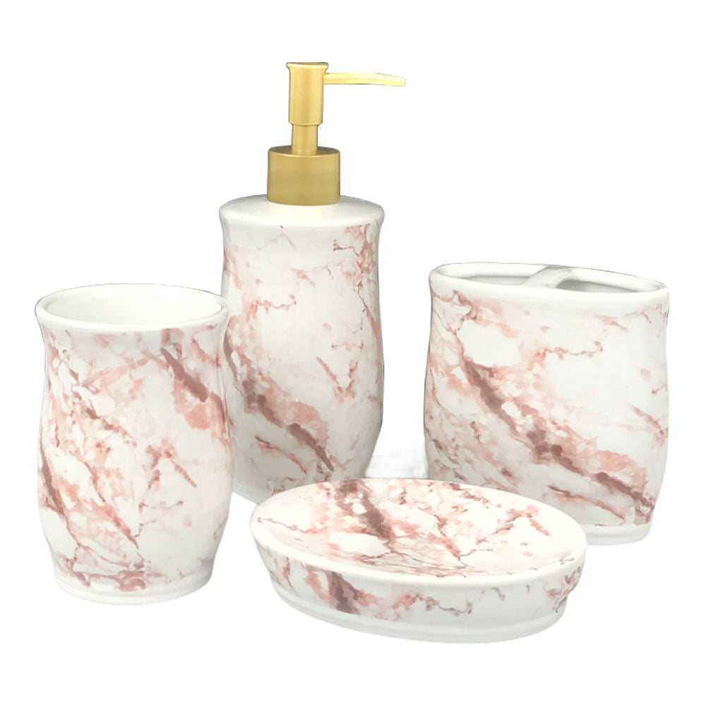 Accesorios de Baño Popular Bath Cerámica Marble Pink 4 Piezas
