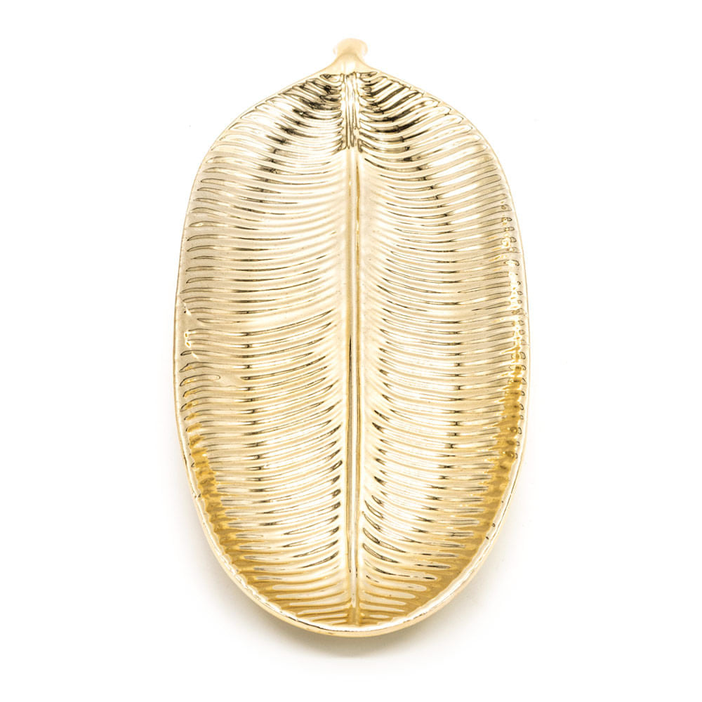 Centro de Mesa Home Elegance en forma Hoja de Metal 35.5 cm x 15 cm