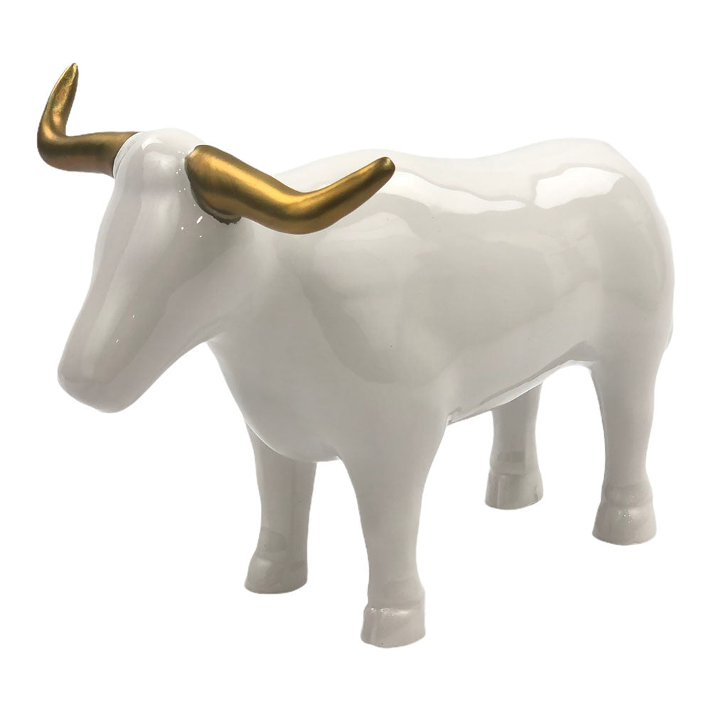 Figura Decorativa Great Buy Bull de Cerámica - Blanco