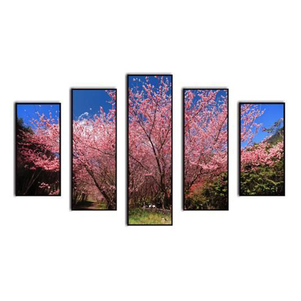 Cuadro Decorativo Essential Decor Árbol Floral 5 Piezas - Rosa