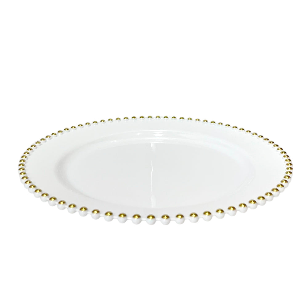 Platos Desechables 10.5" Lillian de 10 Piezas / Blanco-Gold