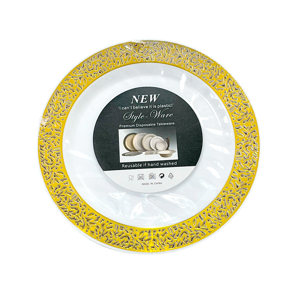 Plato Llano Reutilizable 10" Home Elegance 10 Piezas / Dorado
