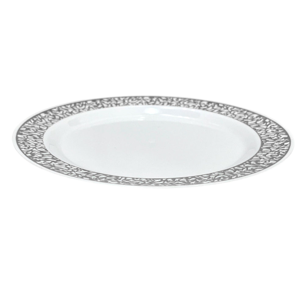 Plato Llano Reutilizable 7" Home Elegance / 10 Piezas / Silver