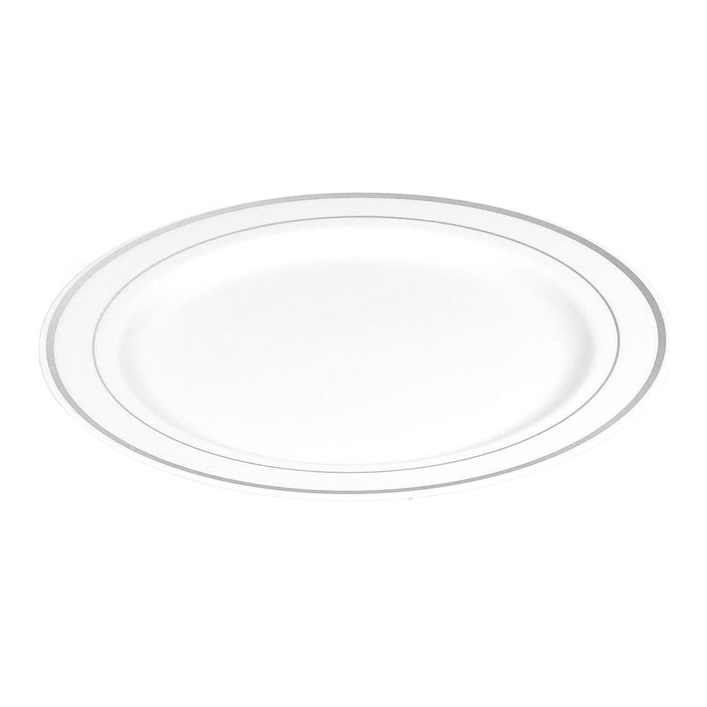 Platos Plástico de 10" Home Elegance / 10 Piezas / Borde Silver