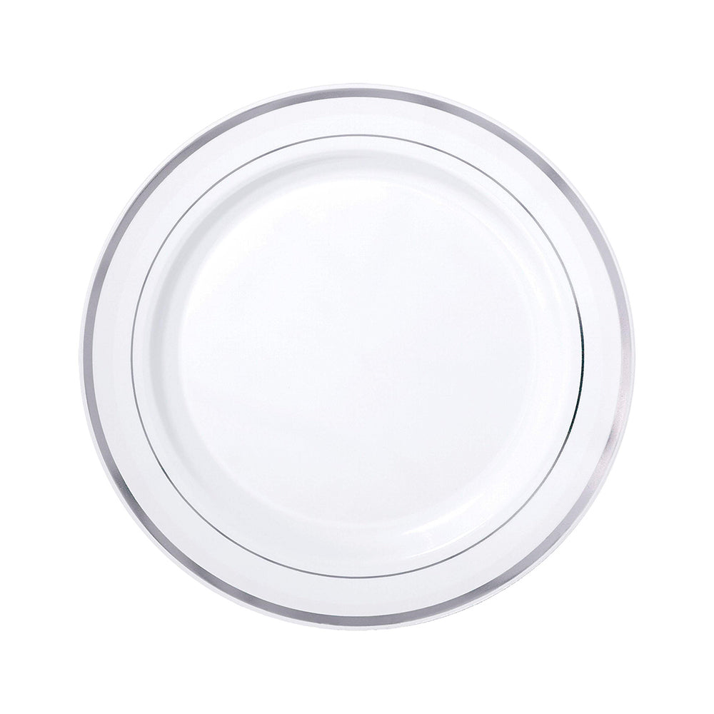 Platos Plástico de 10" Home Elegance / 10 Piezas / Borde Silver