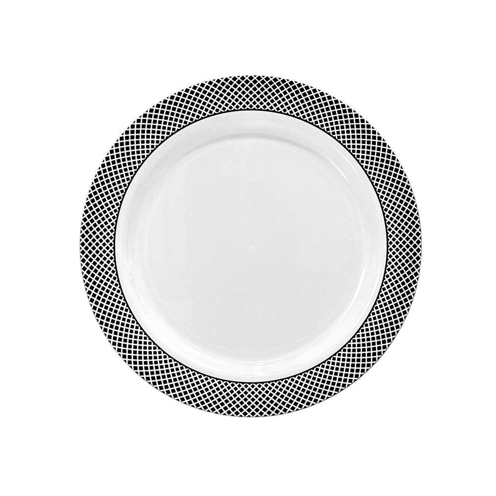 Platos LLano Reutilizable de 7" Home Elegance 10 Piezas / Blanco-Silver
