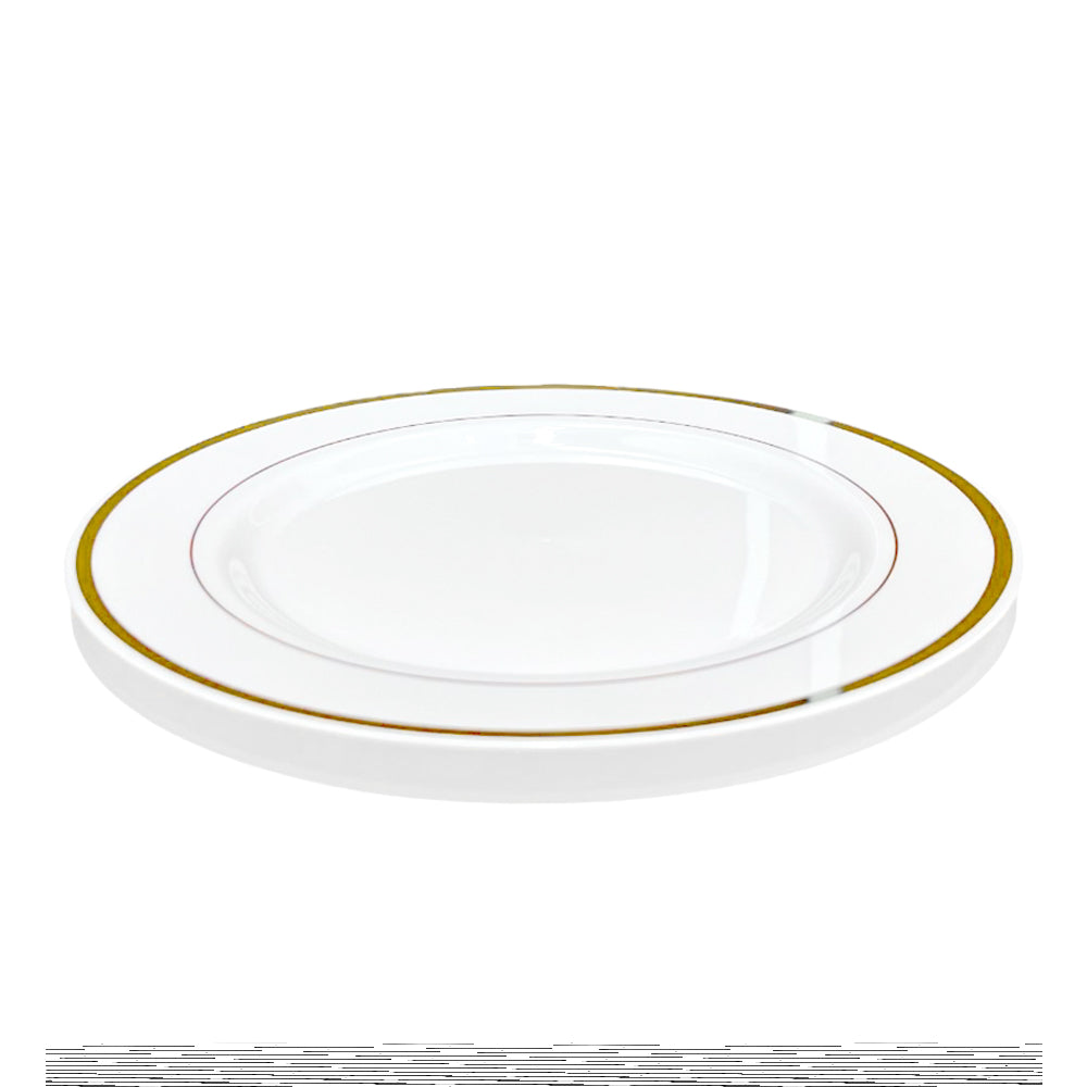 Platos Plástico 10" Home Elegance / 10 Piezas / Borde Dorados