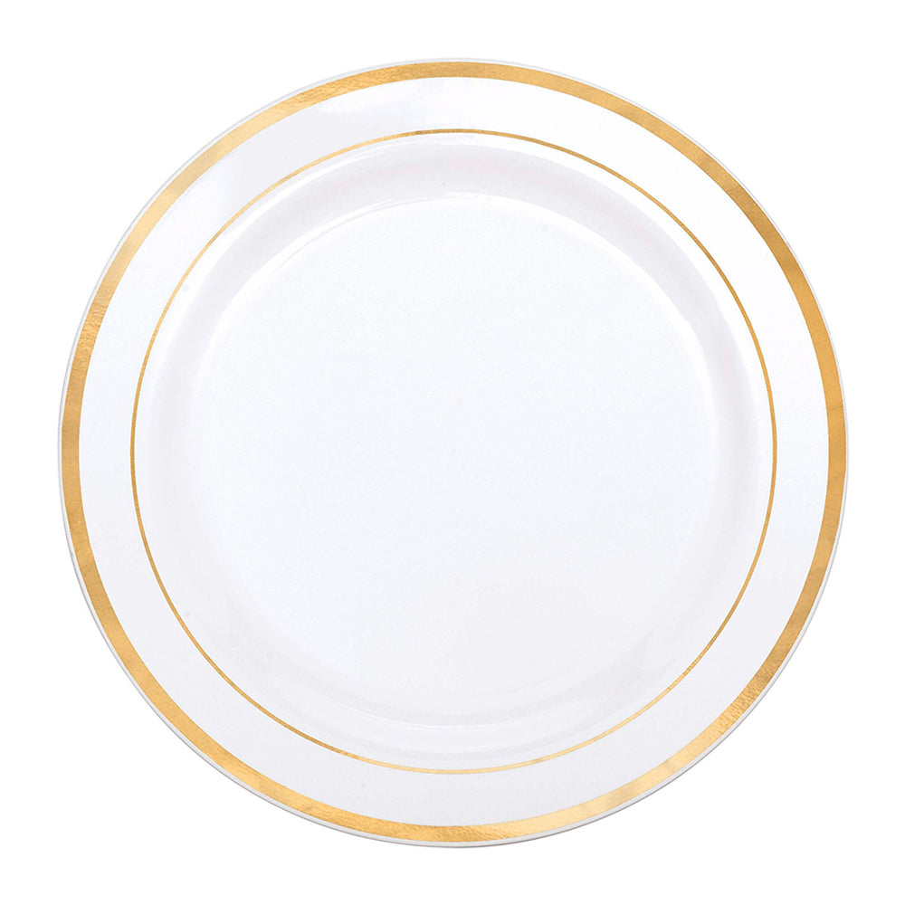 Platos Plástico 10" Home Elegance / 10 Piezas / Borde Dorados