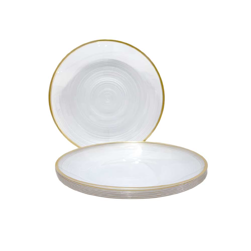 Plato LLano Reutilizable de 7" Home Elegance / 10 Piezas / Borde Dorado