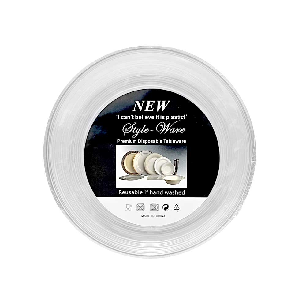 Plato LLano Reutilizable de 7" Home Elegance / 10 Piezas / Borde Plateado
