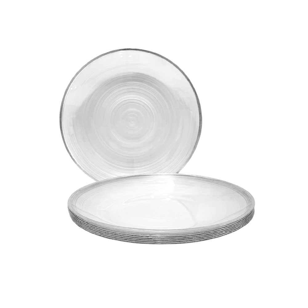 Plato LLano Reutilizable de 7" Home Elegance / 10 Piezas / Borde Plateado