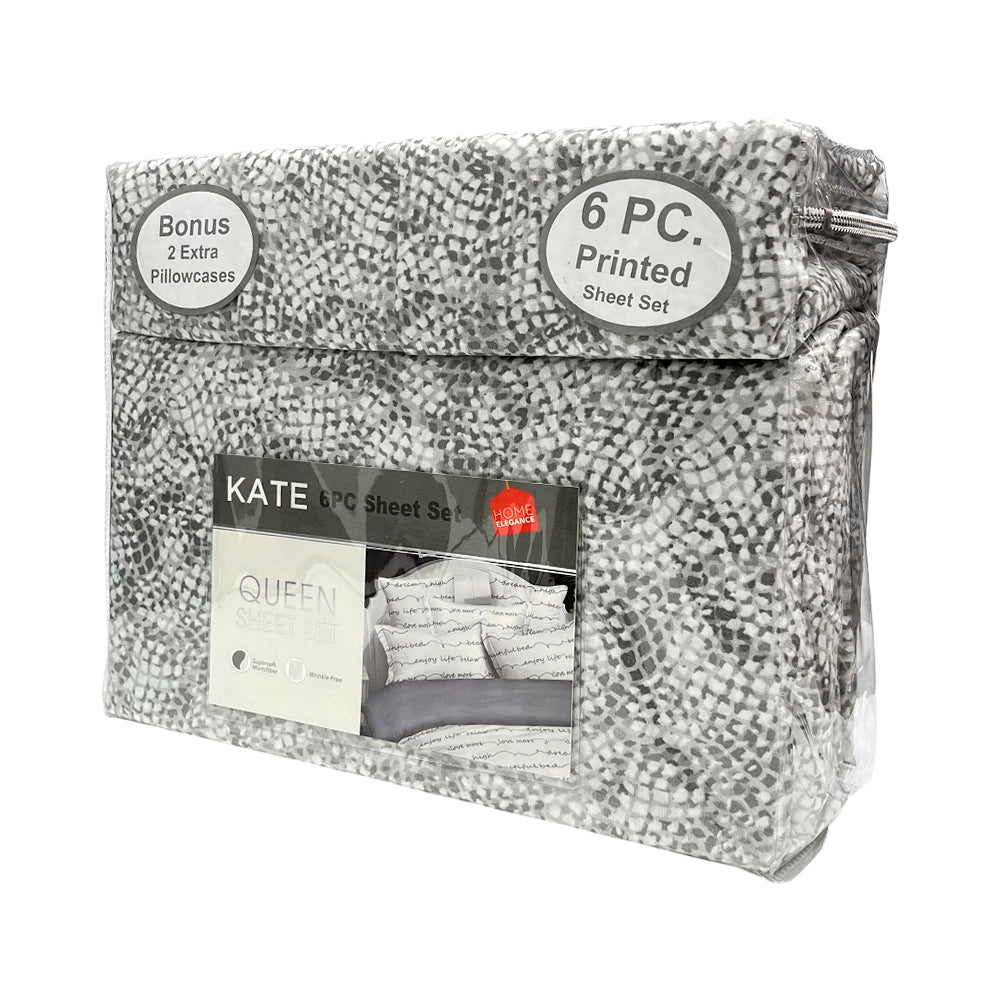 Sábana Estampada Queen Home Elegance Kate 6 Piezas - Surtido