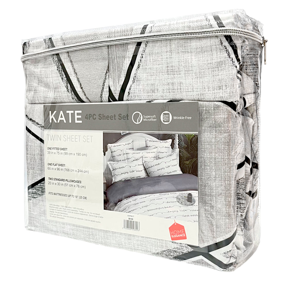 Sábana Estampada Twin Home Elegance Kate 4 Piezas - Surtido
