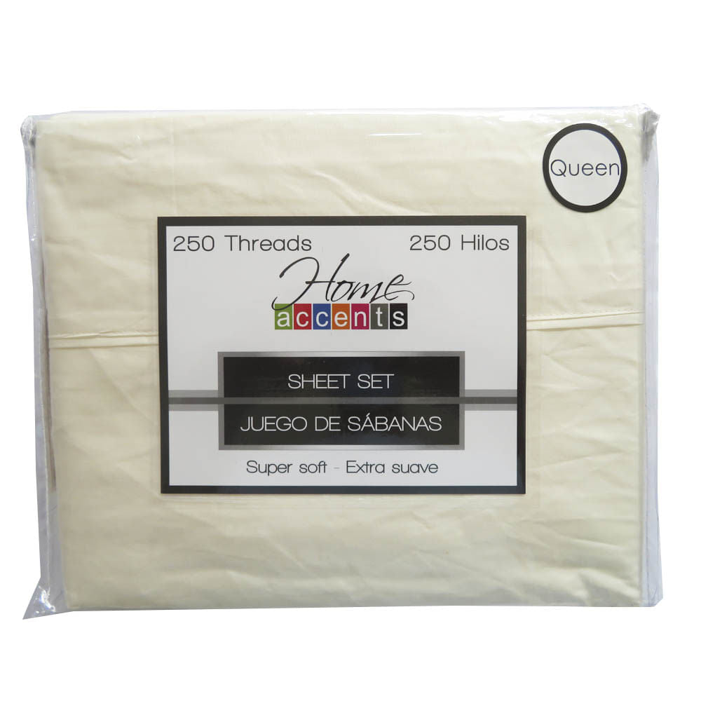Sabana Home Accents 250 Hilos Set de 4 Piezas - QUEEN