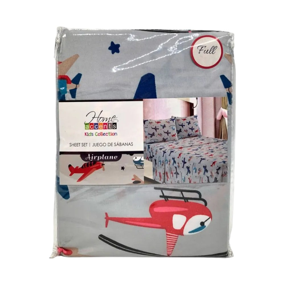 Juego de Sábana Home Accents Airplane Infantil de 4 Piezas - Full