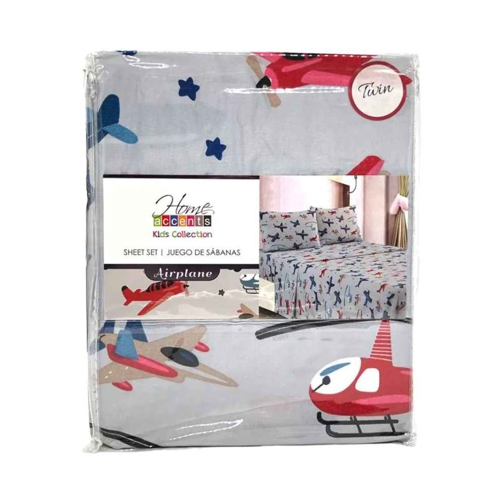 Juego de Sábana Home Accents Airplane Infantil de 3 Piezas - Twin