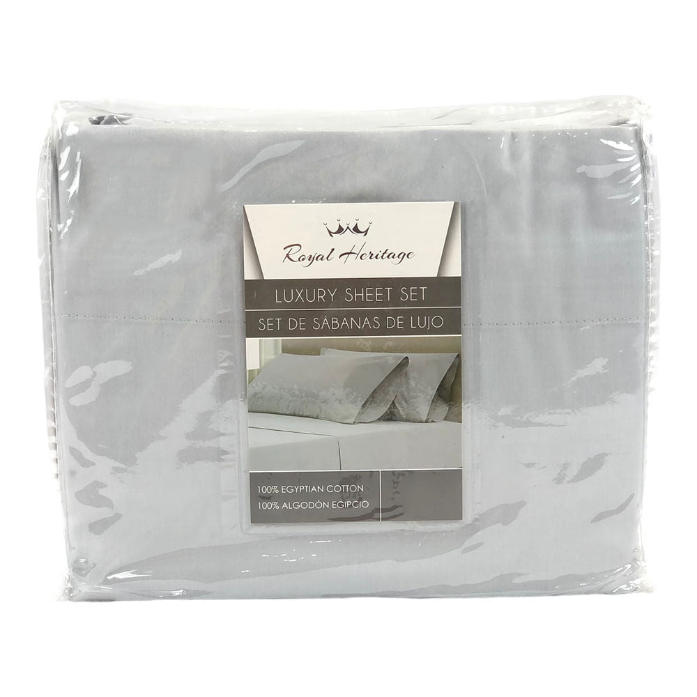 Juego de Sábana Royal Heritage 400 Hilos Gris Claro - QUEEN