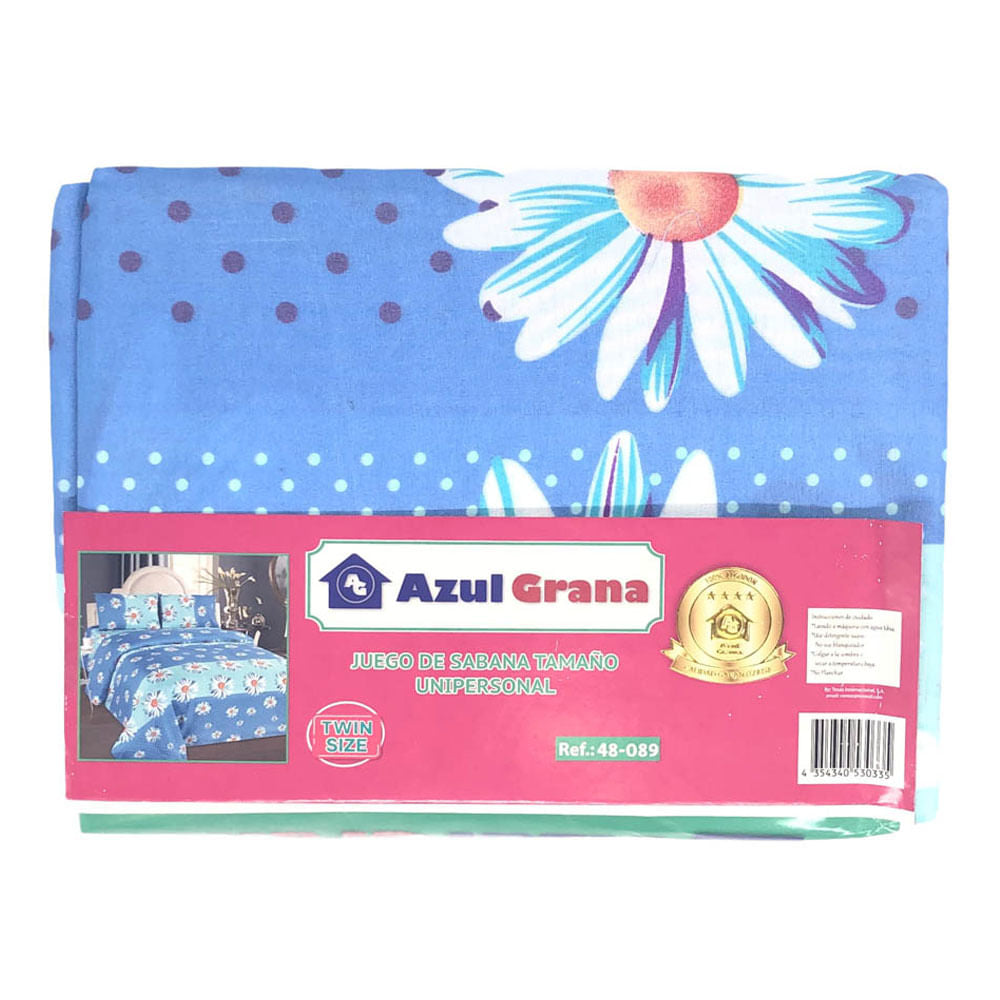 Juego de Sabana Azul Grana Twin - Surtido