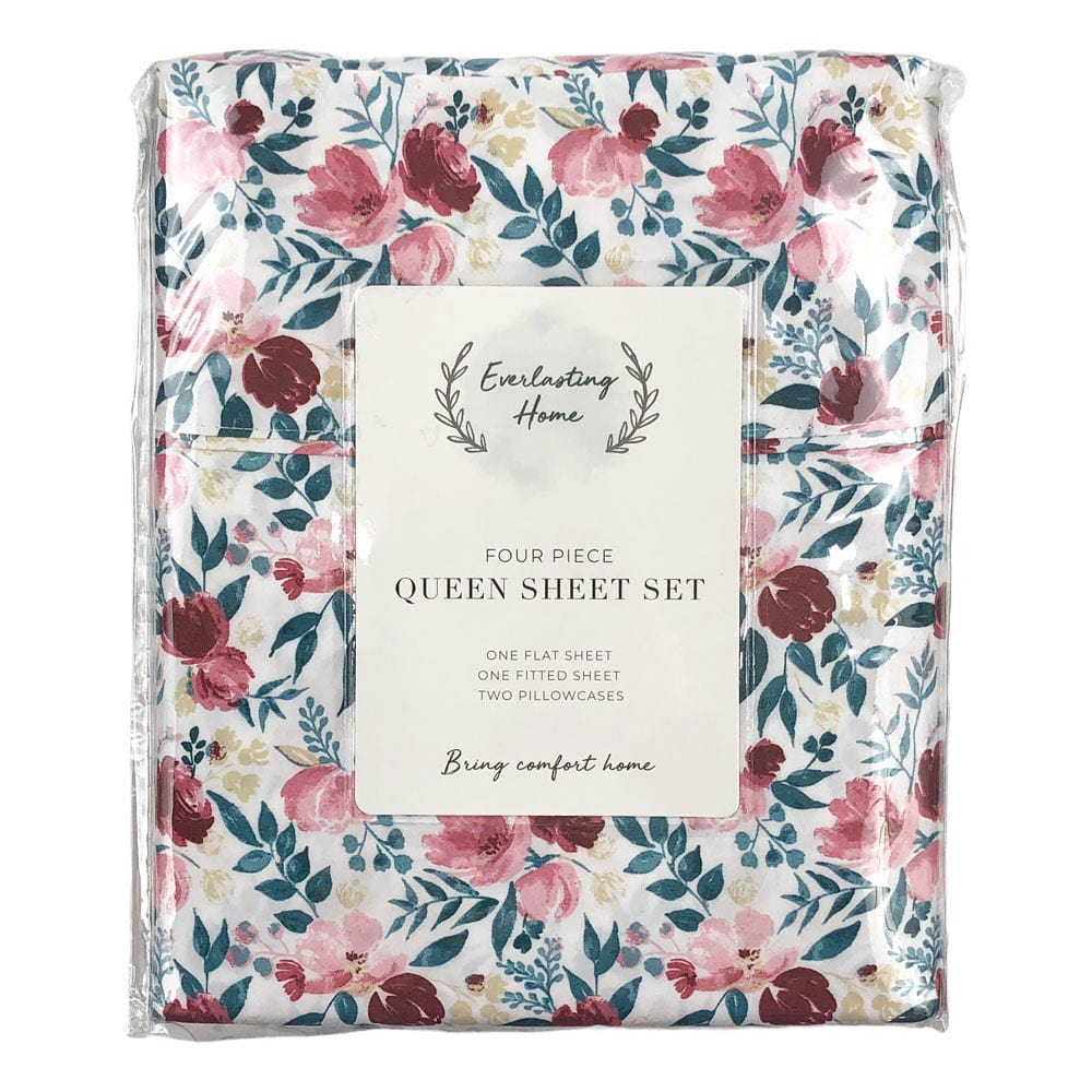 Sabana SI Home Fashion Estampada 4 Piezas Blanco - QUEEN