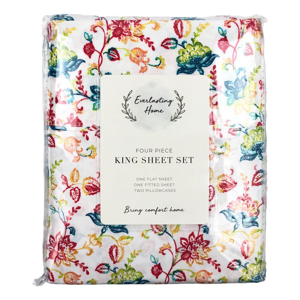 Sabana SI Home Fashion Estampada 4 Piezas Blanco - KING