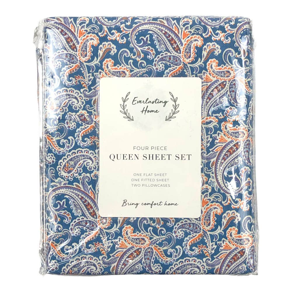 Sabana Sl Home Fashion Estampada 4 Piezas - Queen - Azul