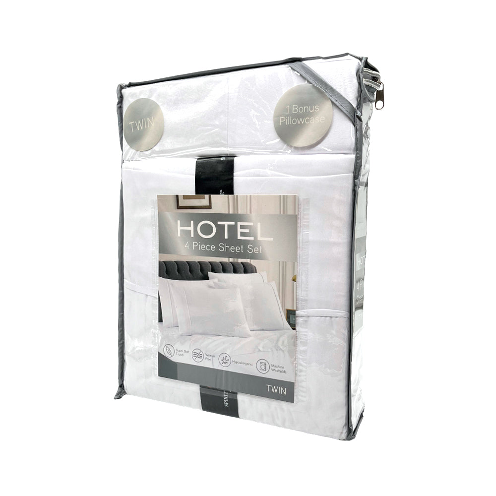 Juego de Sábana Lisa Twin Hotel Set de 4 Piezas - Blanca
