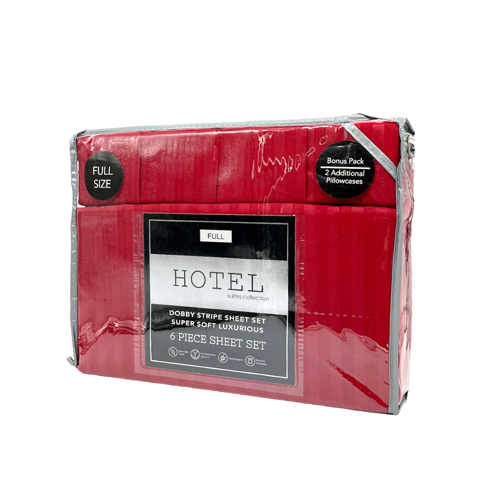 Juego de Sábana Full Hotel Set de 6 Piezas / Diseño de Raya - Surtida