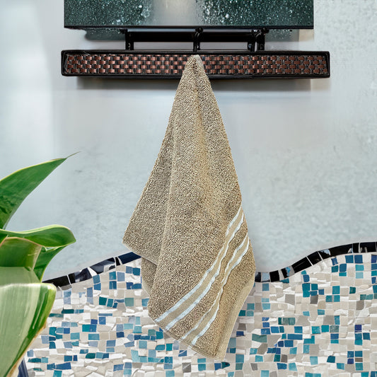 Toalla De Mano Cannon Dallas 16” X 28” Taupe/Blanco