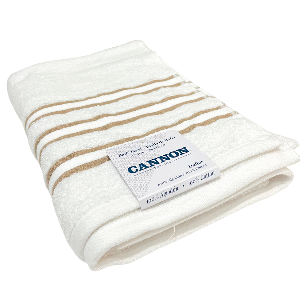 Toalla De Baño Cannon Dallas 27” X 54” Blanco/Taupe