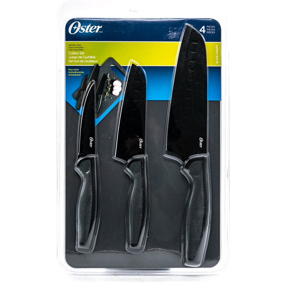 Juego de Cuchillos Oster Con Tabla de Picar 4 Piezas